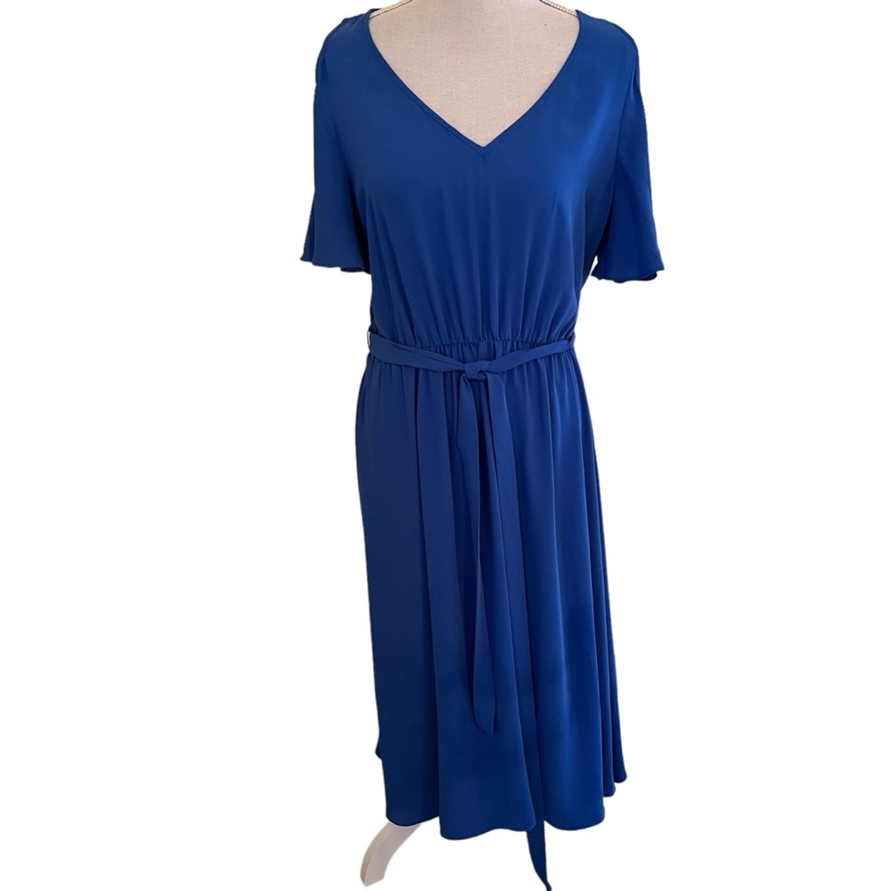 Ann Taylor Cobalt Blue Cold Shoulder Short Sleeve Dress 10